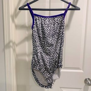 Adult XL velour cami cheetah print gymnastics leotard
